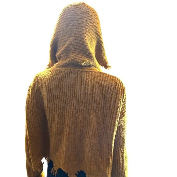 Distressed Knit Hoodie- Size Medium - Picture 5 of 8